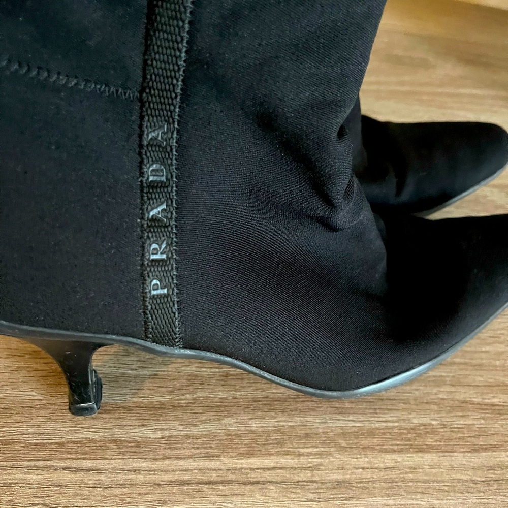 Prada, Black stretch ankle boots. Size 8